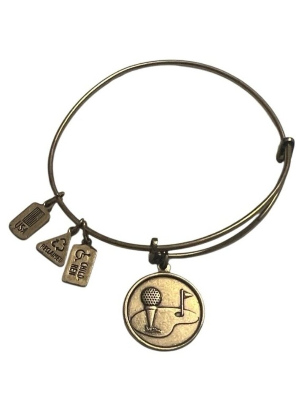 Wind & Fire Gold Golf Tee Adjustable Slide On Bangle Bracelet